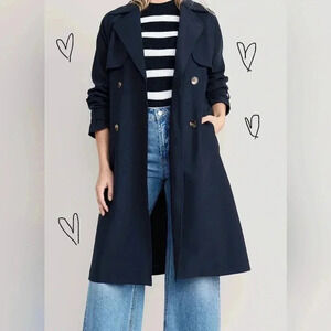 Double-Breasted Tie-Belt Trench Coat